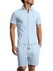 Herren-Set aus kurzärmligem Hemd und Shorts mit Jacquard-Print – Atmungsaktives, lässiges Sommeroutfit (einfarbige, zweiteilige Loungewear)_voghion.com