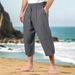 Pantaloni da uomo in cotone e lino, estivi, casual, da spiaggia, con coulisse in vita, elastici, comodi e traspiranti, a gamba dritta_voghion.com