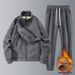 Heren herfst-winter nieuwe fleece verdikte warme set, comfortabele jas met losse opstaande kraag, modieus en casual_voghion.com