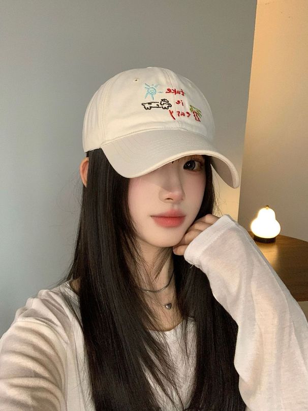 Sommer-Baseballkappe, Sonnenhut, Sonnenhut, Kokosnussbaum, Welpen-Stickerei, weiche Oberseite, Entenschnabelkappe, All-Match-Hut_voghion.com