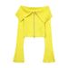 Women's 2024 Summer New Large Collar Zipper Knitted Off Shoulder cardigan_voghion.com