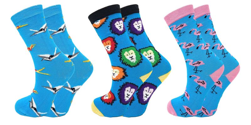 Colorful Funny Socks Novelty Crazy Cotton Crew Dress Socks 3 Pairs_voghion.com