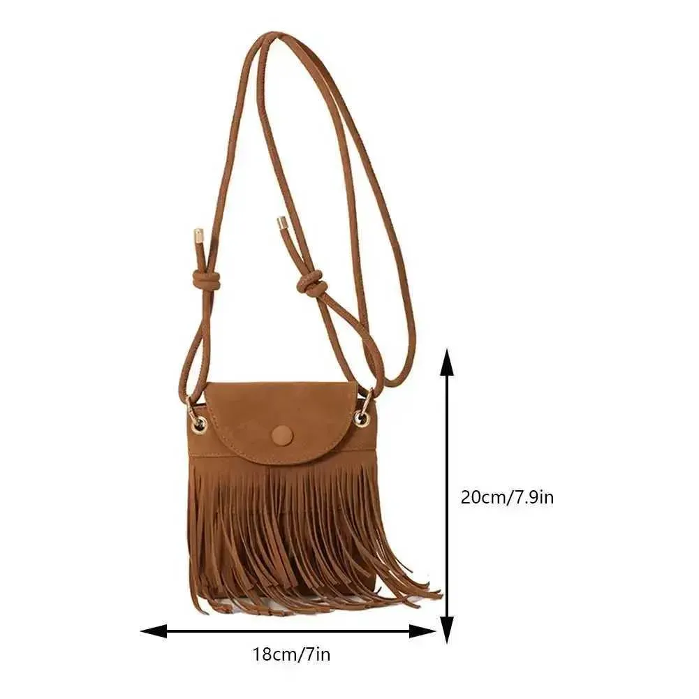 Borsa a tracolla con design a frange e tracolla regolabile, borsa a tracolla alla moda con nappa, versatile per le donne, per l'autunno e_voghion.com