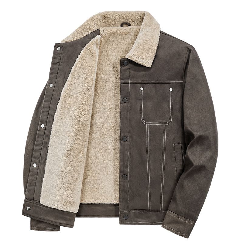 Baumwoll-Herren-Winterkragen-Wildlederoberteil mit dicker und warmer Schaffellwolle, High-End-Freizeitjacke_voghion.com