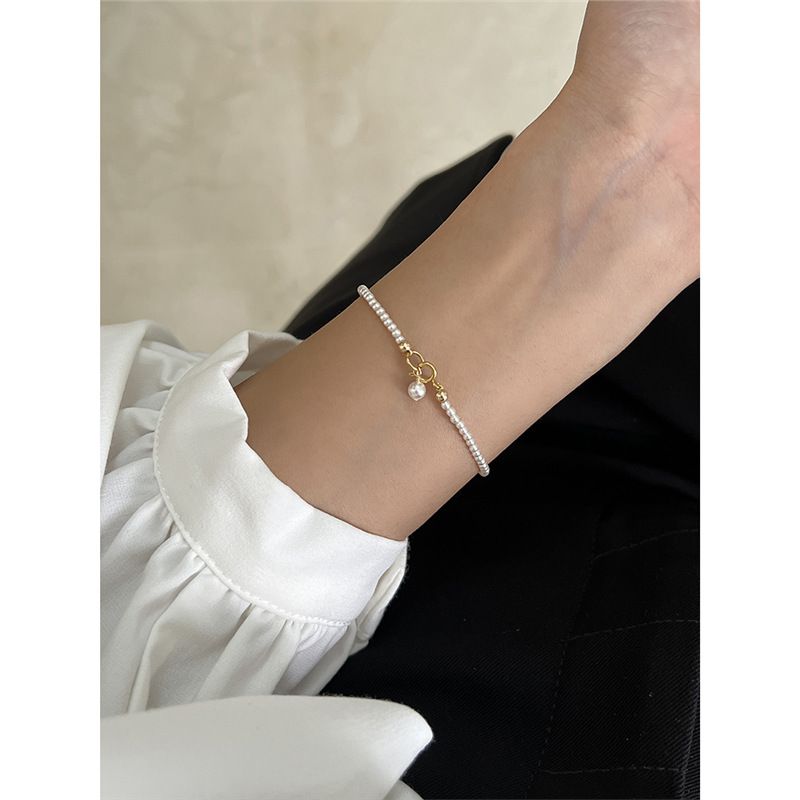 Braccialetto semplice con perle rotonde leggere e resistenti, classico Mini Shi Jia, stile squisito per i blogger di nicchia._voghion.com