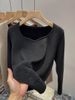 Women's Fleece-Lined Knit Sweater Thermal V-Neck Base Layer Winter Warm Turtleneck Pullover Soft Comfy Casual Slim Fit Long Sleeve Top_voghion.com