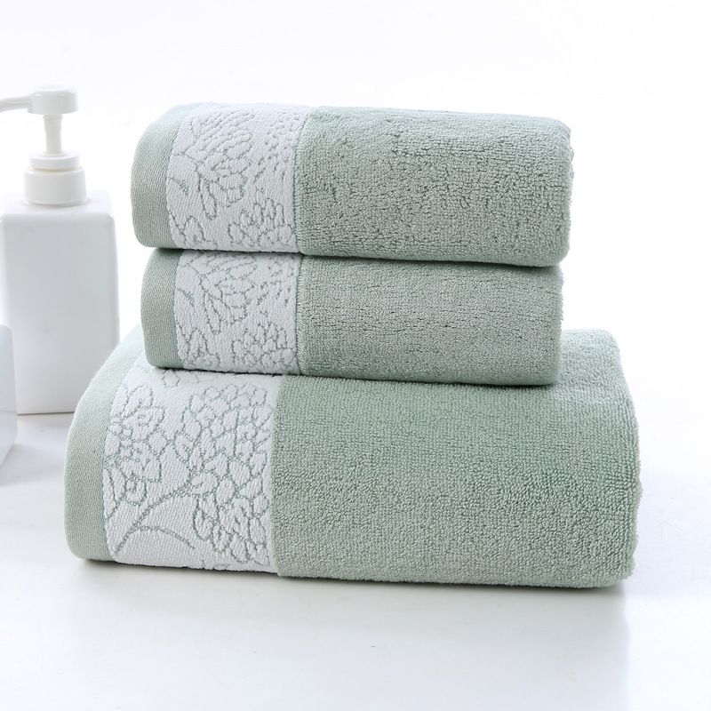 Bamboe cellulose Color Gap Jacquard volwassen handdoek badhanddoek set gezichtsreinigingshanddoek driedelige set_voghion.com