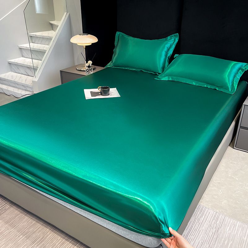 Satijnachtig verkoelend bedlaken - antislip matrasbeschermer met ijszijden stof (effen kleur)_voghion.com