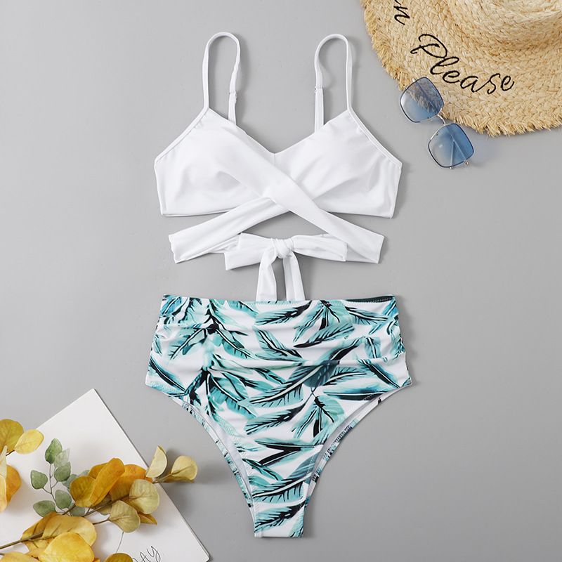 Swimwear Women's Sexy Split Bikini Bikini Cross Leopard Pattern Swimwear_voghion.com