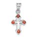Sterling Silver Rhodium-plated Polished Open Cross Red Crystal Pendant_voghion.com