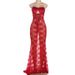 Abito aderente invernale sexy in pizzo senza spalline - Abito lungo senza maniche con fasciatura, rete trasparente e vita alta (rosso, S/M/L)_voghion.com