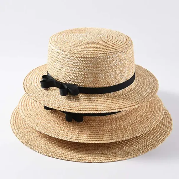 Fashion Fashion Classical Beach Ribbon Bowknot Boater Wide Brim Summer Sun Hats for Women Ladies Wheat Straw Cap Kentucky Derby Hat_voghion.com