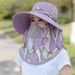 Hot Sale Summer Wome Wide Brim Garde Work Shade Face Mask Detachable Suhat Outdoor Prit Breathable Fisherma Hat UV_voghion.com