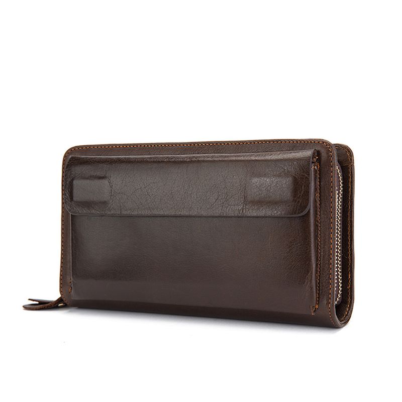 Men's Clutch Bag Wrist Bag Men's Business Handbag Large Capacity Genuine Leather Hand Grabbing Wallet Multiple Card Slots First Layer Cowhide_voghion.com