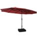 15 Feet Double-Sided Twin Patio Umbrella with Crank and Base_voghion.com