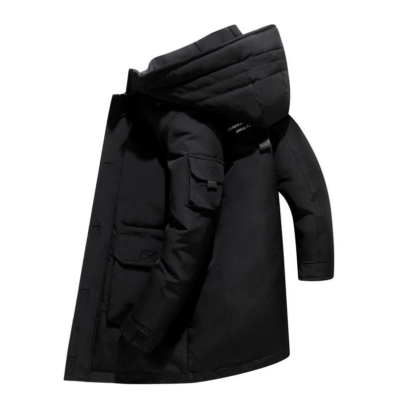 Men's down jacket in the long school uniform casual large tooling youth warm coat_voghion.com