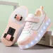 Scarpe da ginnastica rosa alla moda per bambini, con ruote e LED, due 240723_voghion.com
