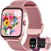 Smartwatches Android iOS-telefoons: roze smartwatch voor vrouwen, 1,83 inch touchscreen met antwoordapparaat, oproepfunctie, waterdicht, hartvormig R-vormig horloge_voghion.com