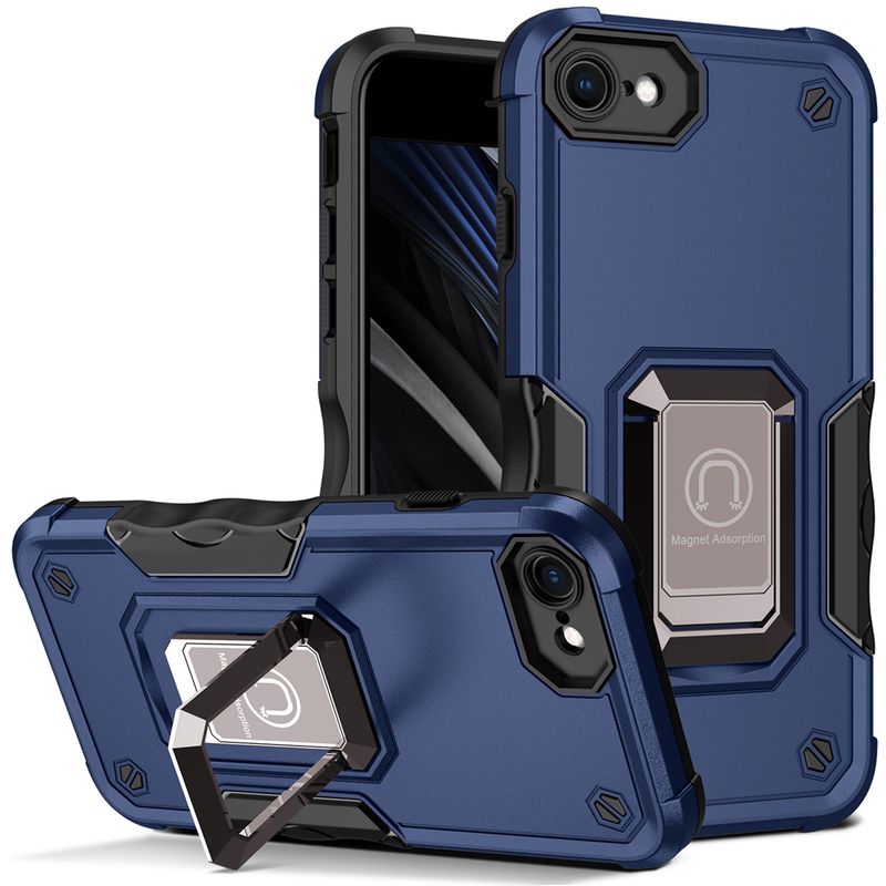 KEYSION Shockproof Armor Case for iPhone SE 2022 8 Plus Silicone+PC Ring Stand Phone Back Cover for Apple iPhone SE 2020_voghion.com