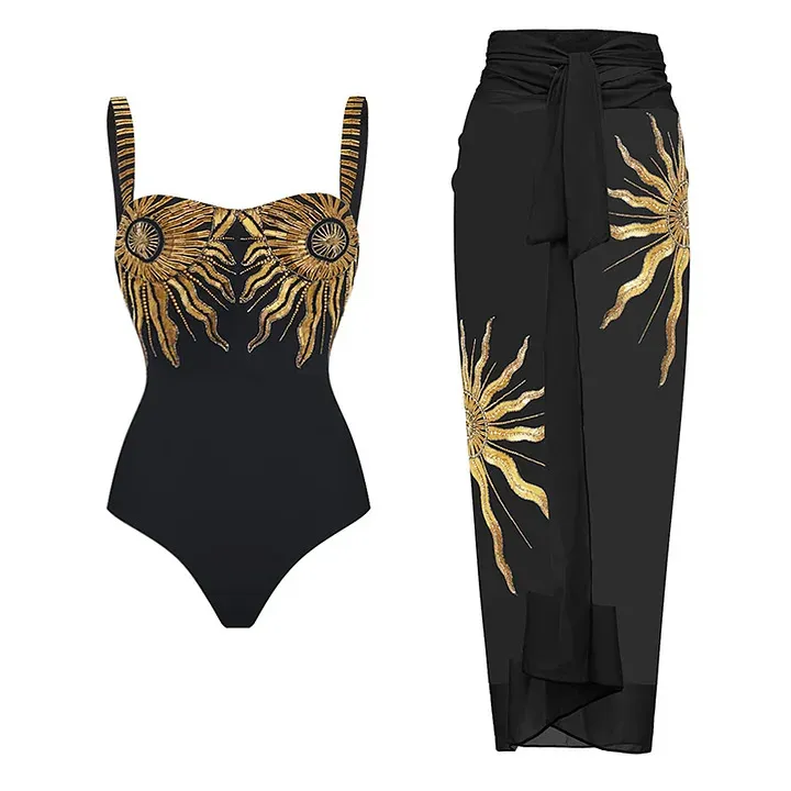 Maillot de bain une pièce à paillettes tournesol pour femme_voghion.com