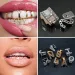 Oro bianco ghiacciato A-Z lettera personalizzata Grillz diamante pieno fai da te Fang Grills inferiore dente Cap Hip Hop Dentale Bocca Denti_voghion.com