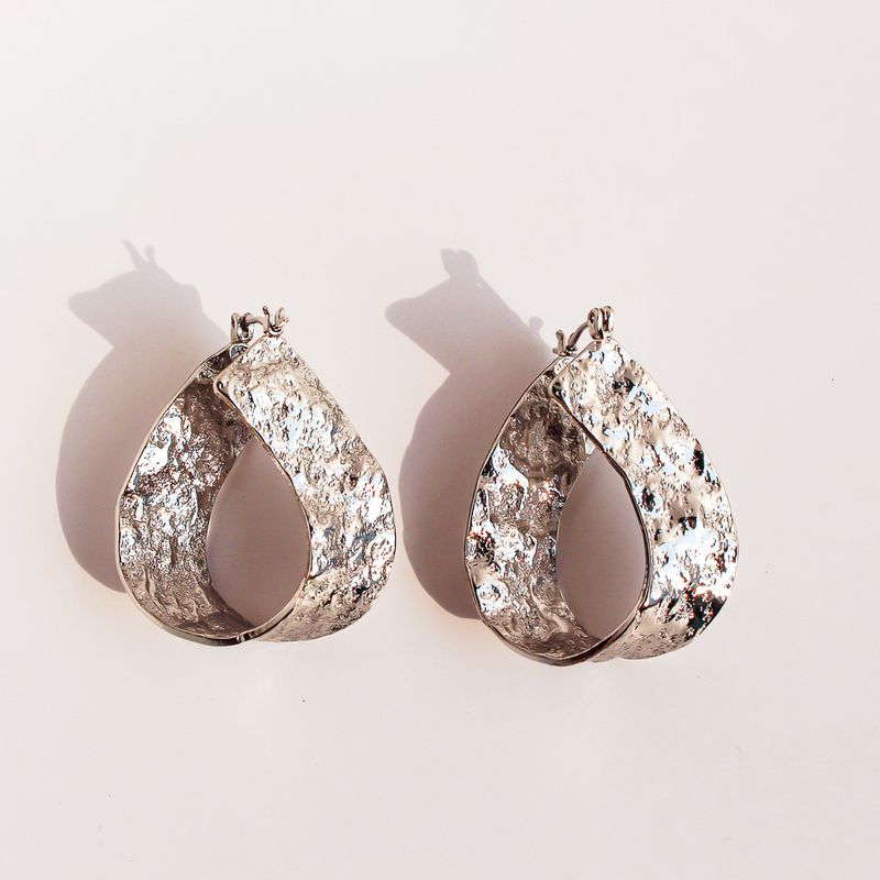 ​Handcrafted Hammered Texture Drop Earrings With Double-Sided Design, Exaggerated Statement Earrings For Women, Gold & Platinum Tone, Unique ​_voghion.com