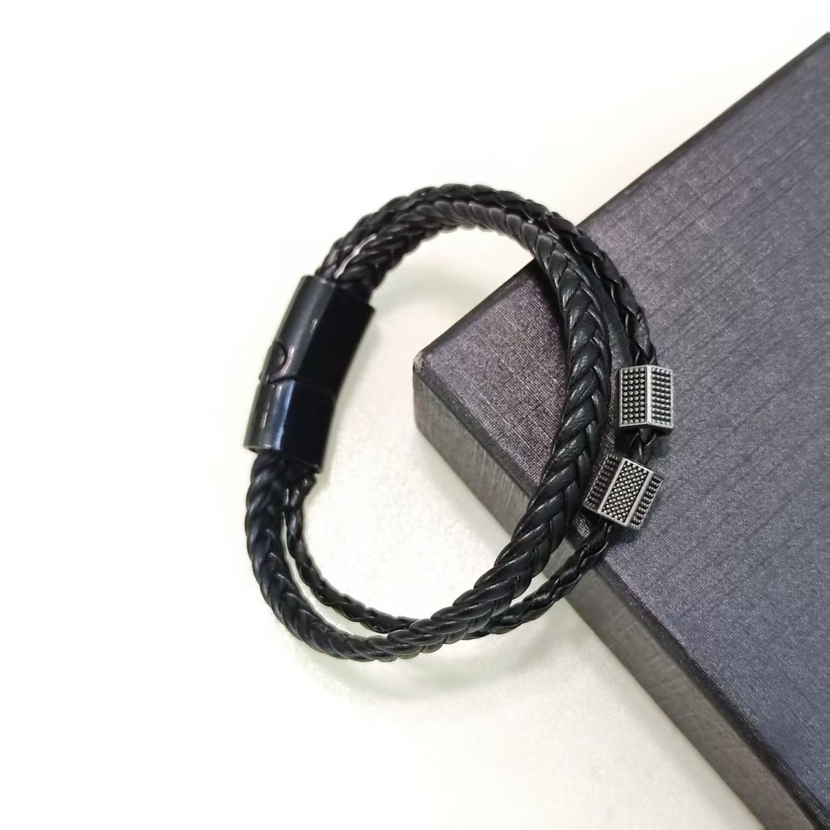 Magnetschnalle für Herren, hochwertiges gewebtes Lederarmband, einzigartiges Design für den Hip-Hop-Stil, Paararmband_voghion.com