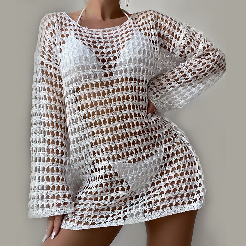 Nederdel med hul hoftestrikkede dame, langærmet pullover med rund hals, bikinivisir_voghion.com