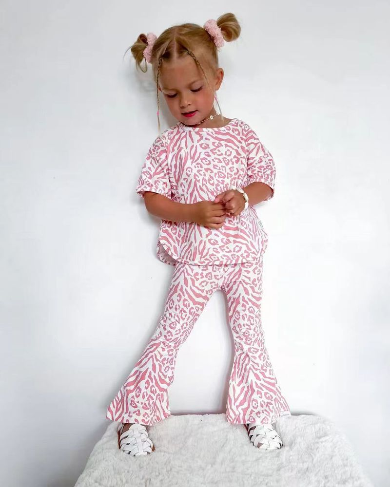 Vêtements pour bébés, robe pour enfants, T-shirt à lèvres, bas de cloche, pantalon, costume à manches courtes_voghion.com