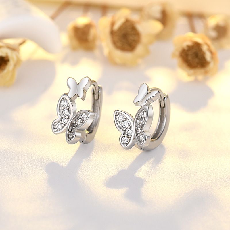 Kleine frische Schmetterlings-Ohrschnalle, kreatives Design, Doppel-Zirkon-Ohrringe, Damen-Ohrringe, Geschenk_voghion.com