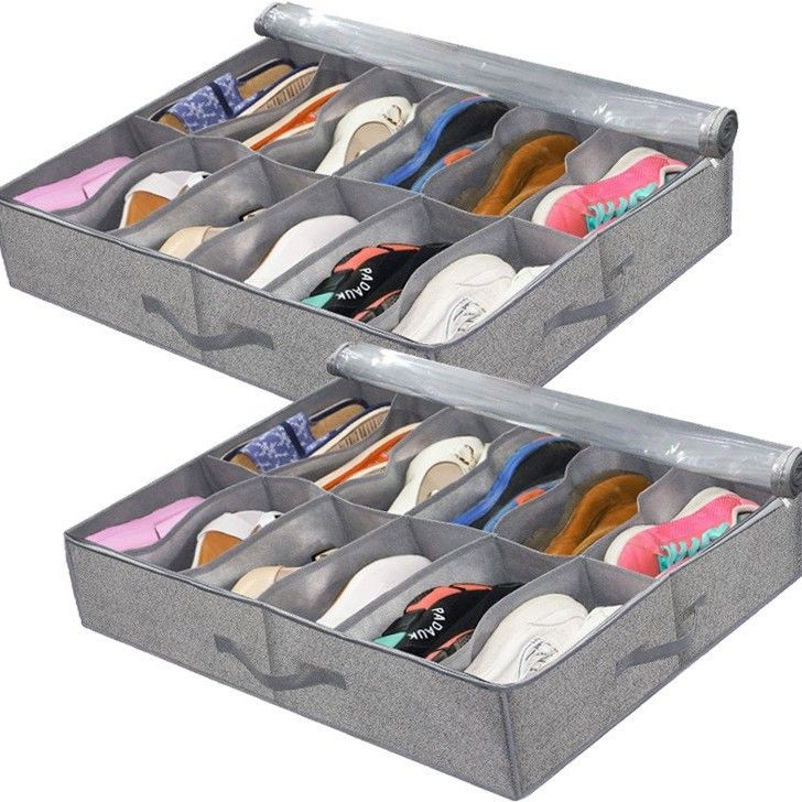 Cipőtartók és -rendezők Ágy alatti cipőtároló-rendező masszív fogantyúkkal és átlátszó ablakkal_voghion.com