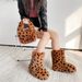 Faux Rabbit Fur Snow Boots For Women, Hot Girl Style Short Boots, Leopard Print Faux Fur Punk Y2k Trendy Cool Style Shoe And Bag Set_voghion.com
