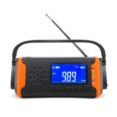 Hand crank solar radio portable outdoor emergency power supply digital LCD display with SOS alarm Bluetooth radio music player_voghion.com