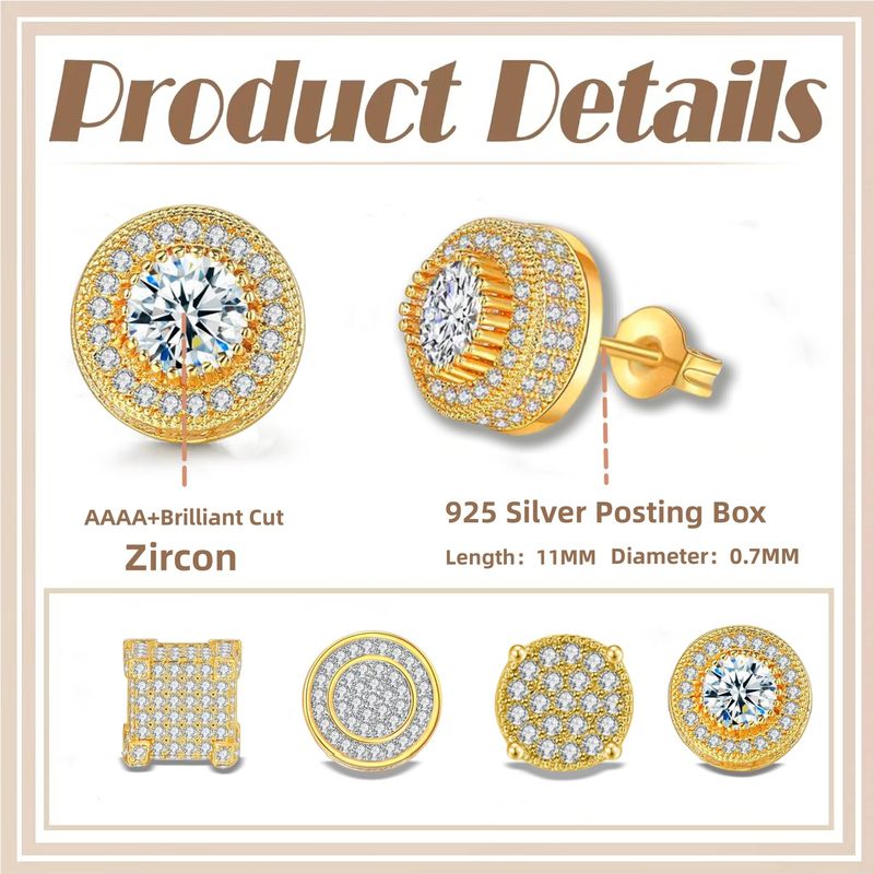 Popular stud earrings are unisex, high-end, full of diamonds, round and non-fading earrings._voghion.com