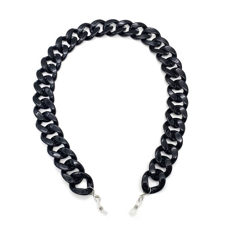 Óculos de sol de acrílico transparente com corrente de pendurar, máscara de óculos de sol de resina dourada e dourada, acessórios combinando_voghion.com