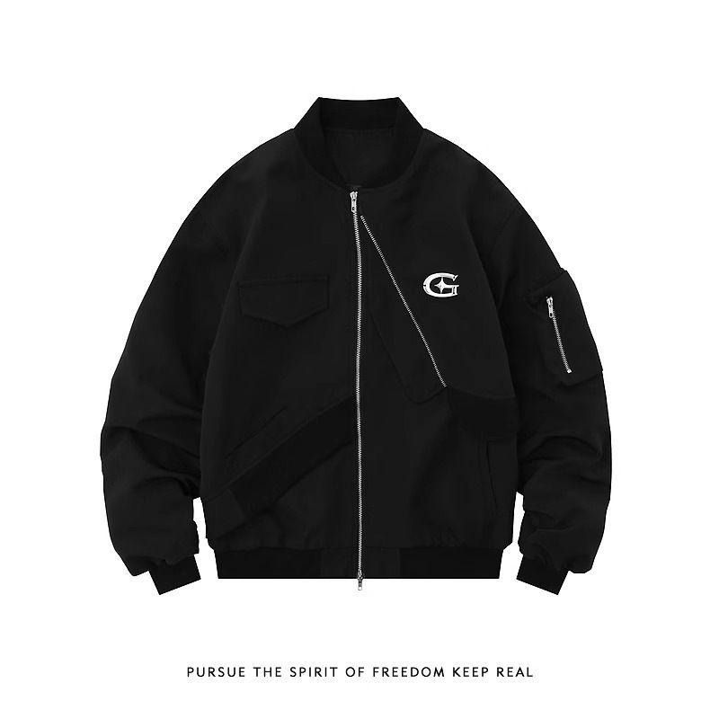 Muška odjeća High Street plisirani patchwork dizajn Sense bejzbol jakna pilotska jakna za muškarce i žene retro široka niša_voghion.com