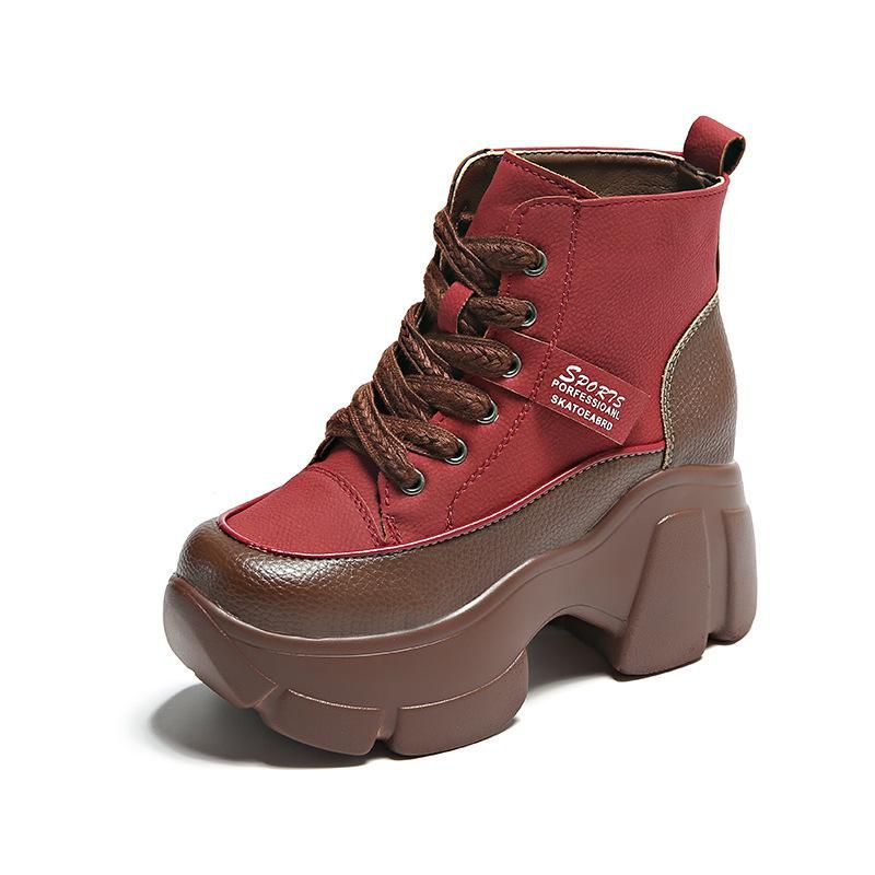 Dikke zolen, bijpassende retro laarzen voor dames, herfst en winter 2023 Nieuwe modieuze hoge korte laarzen voor dames_voghion.com