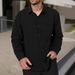 Men's Clothing Versatile Shirt Fashion Cotton Casual Loose Fit Cotton Shirt With Pocket, Solid Color Long Sleeve Button Down Shirt For Everyday Wear_voghion.com