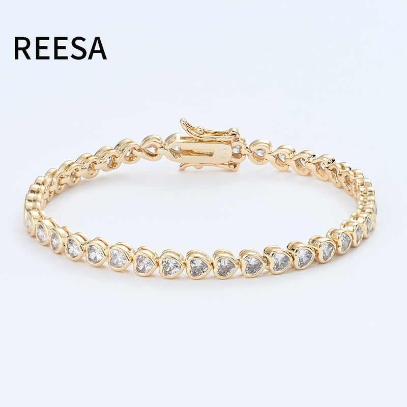 Bracciale alla moda a forma di cuore con catena da tennis a fila singola con zirconi, accessorio hip-hop_voghion.com