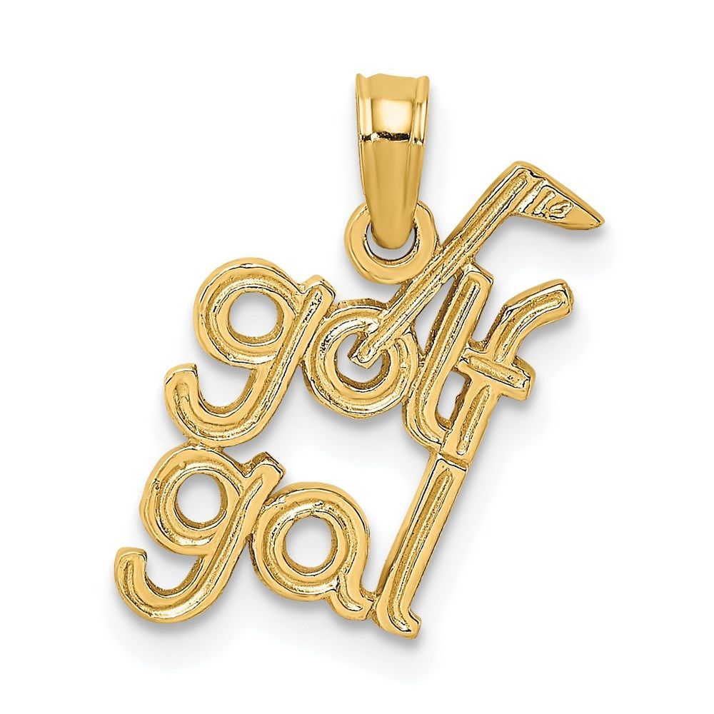 14K Solid Polished GOLF GAL Charm_voghion.com