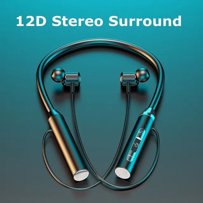 Căști wireless Bluetooth 5.0 cu bandă de gât, căști HiFi 9D stereo sport, căști cu mâner, impermeabile, magnetice_voghion.com