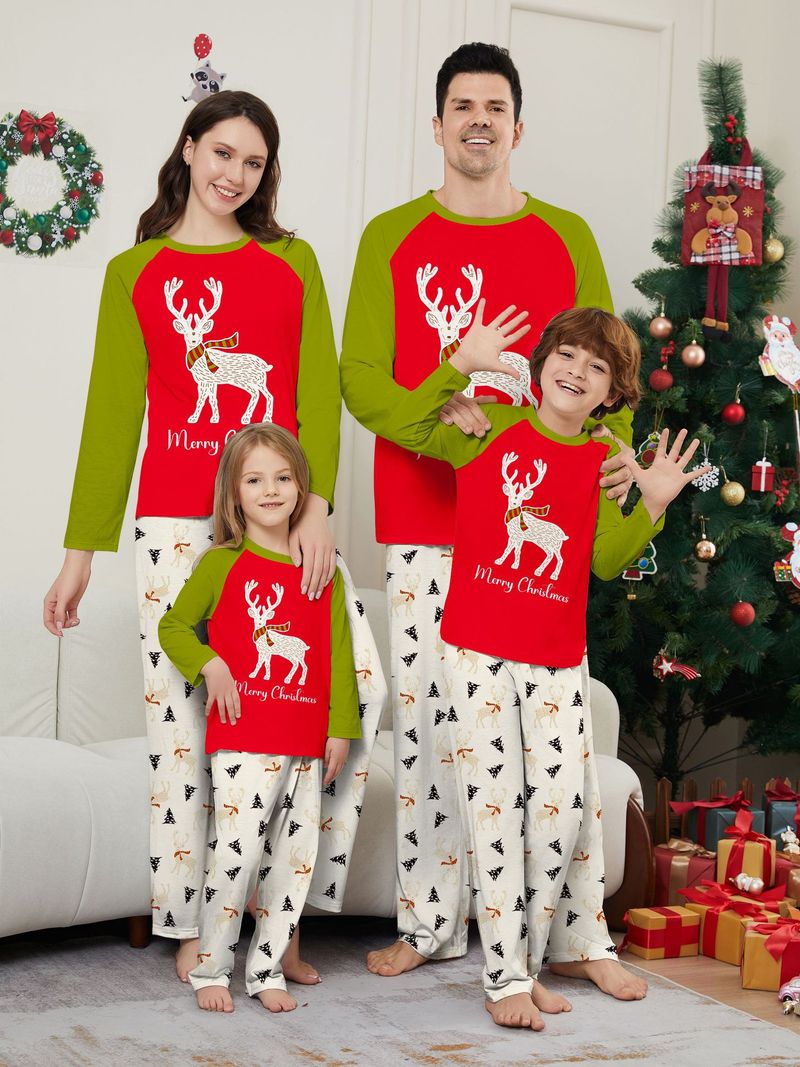 Weihnachten Santa Deer weihnachtsbaum buchstaben Weihnachten familie anzug gedruckt_voghion.com