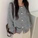 "Oversized Color-Block Cardigan – Soft Knit Button Front Sweater (Gray/Teal/Terracotta/Cream/Charcoal, One Size_voghion.com