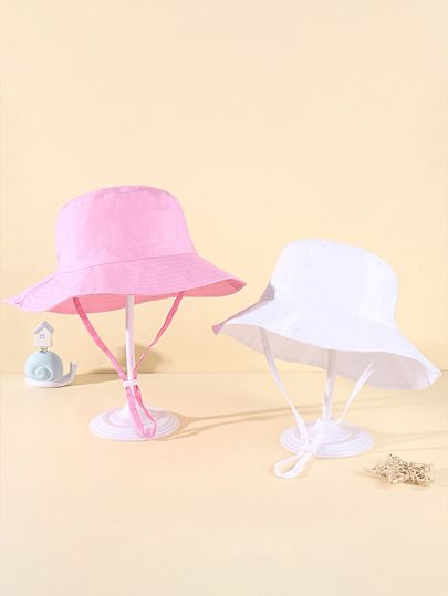 2 Stück einfarbige Fischerhüte aus langem Seil für Kinder, verstellbare Größe, Sonnenschutz für den Außenbereich, lässige Hüte, geeignet für Kinder, Frühling, Herbst, Reisen, Strand_voghion.com