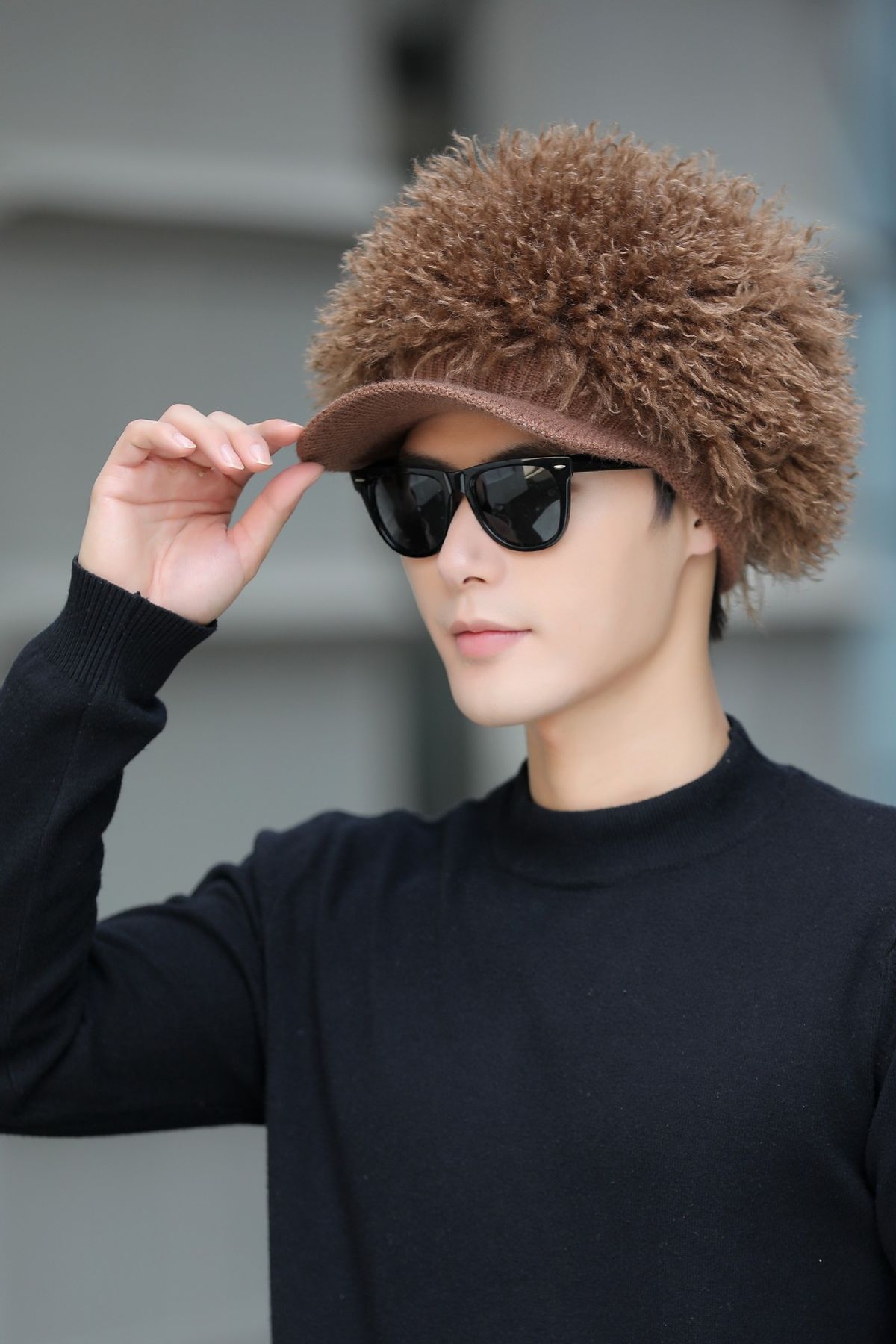 Heren- en damesgezichtsmuts met dezelfde mode, herfst en winter, zoete en koele gebreide honkbalpet van pluche_voghion.com