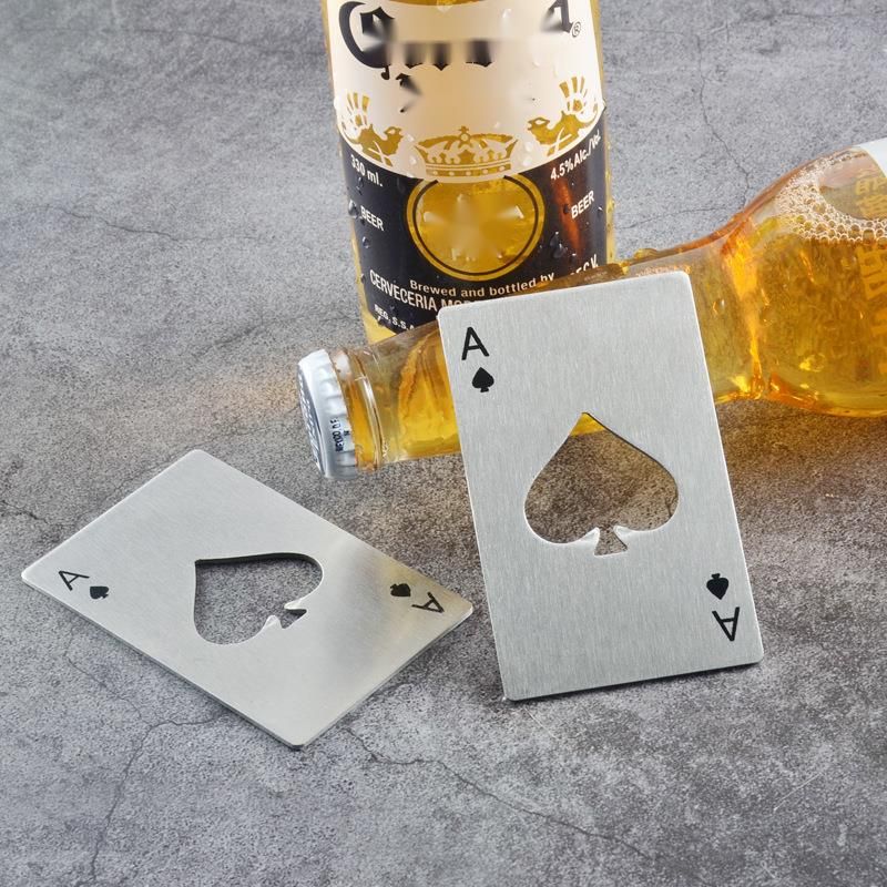 Apribottiglie per birra in acciaio inossidabile a forma di carta da gioco "Ace of Spades Credit Creative"_voghion.com