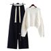 Women's Clothing Plus Size Women's Knit Sweater & Wide Leg Pants Set, Autumn Casual Outfit, Loose Fit Comfortable Two-Piece Coordinated Set Available_voghion.com