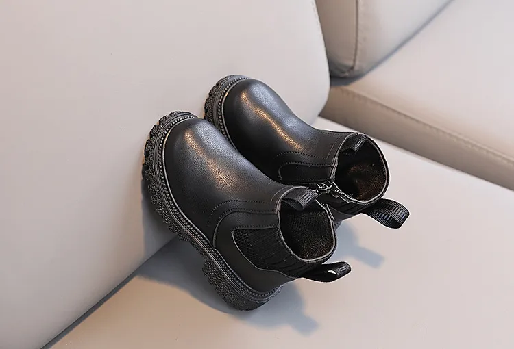 Child's shoes Boys' side zipper fashion Doc Martens girls' soft-soled fashion boots_voghion.com