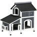 PawHut Outdoor Cat House With Flower Pot, 2-Story Feral Cat House With Weather Resistant Roof, Wooden Cat Shelter With Window, Multiple Entrances_voghion.com
