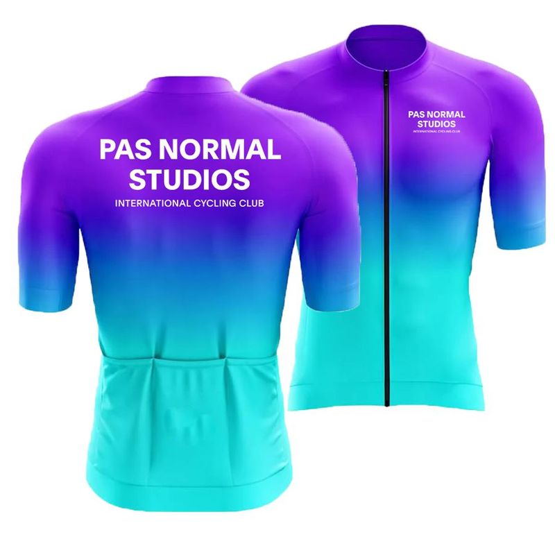 New PAS Racing Men's Blue Green Large Short Sleeve Set Road Bike Cycling Suit Breathable Summer_voghion.com